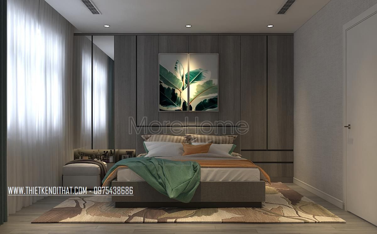 Thiết kế nội thất phòng ngủ chung cư Mon City Mỹ Đình Nam Từ Liêm Hn